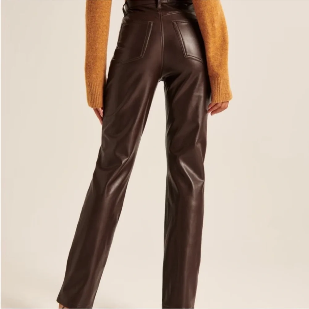 Abercrombie & Fitch Chocolate Leather Trousers - Picture 2 of 4
